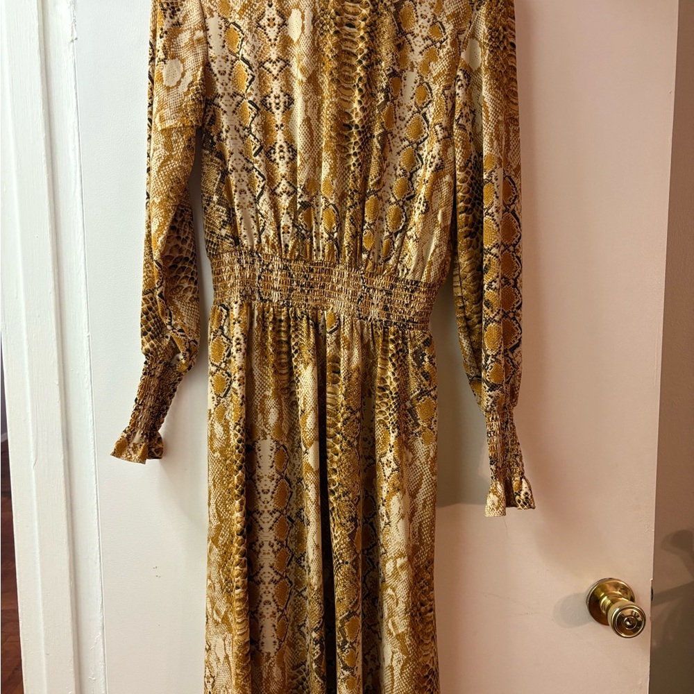 Snake Print Long Sleeve Dress